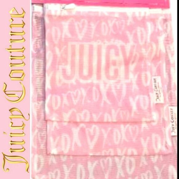Juicy Couture Home Juicy XO Logo Set of 3 Mesh Wash Bags - Picture 1 of 8